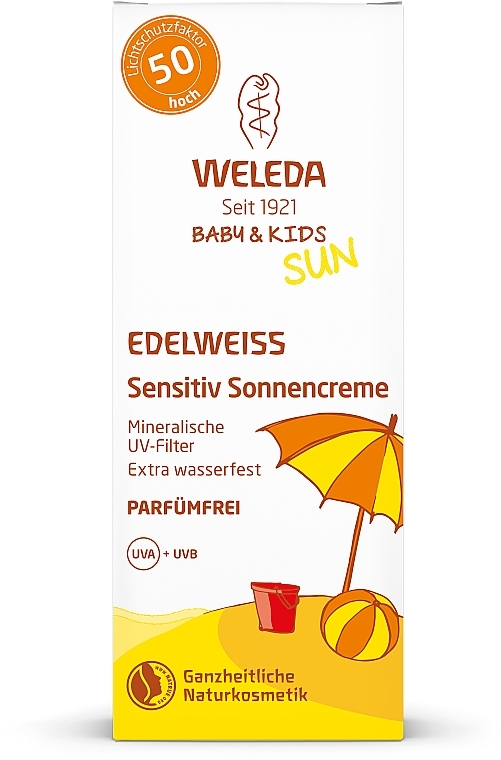Солнцезащитный детский крем для чувствительной кожи - Weleda Edelweiss Baby&Kids Sun SPF 50 — фото N2
