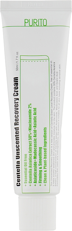 Крем з центелою для чутливої шкіри - Purito Centella Unscented Recovery Cream