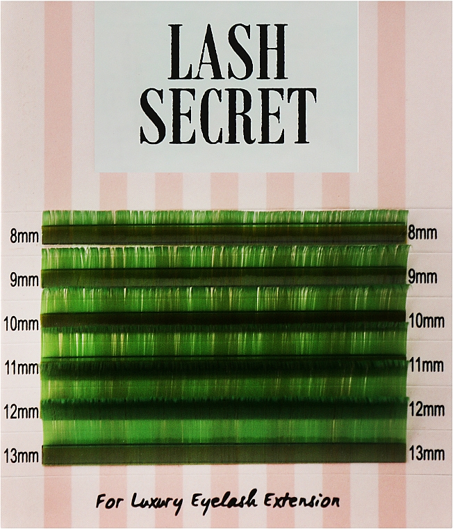 Накладные ресницы, изумрудные, mix, 6 линий (0,07, D, (8-13)) - Lash Secret — фото N1