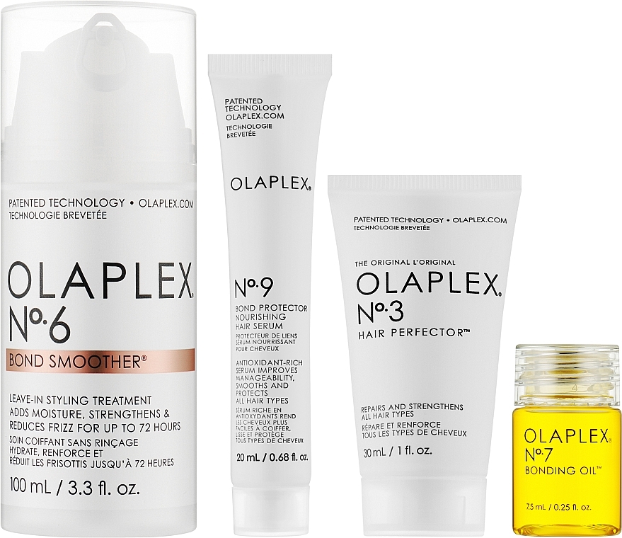 Набор - Olaplex Smooth Your Style Hair Kit (h/elixir/30ml + h/ser/20ml + h/cr/100ml + h/oil/7.5ml) — фото N2