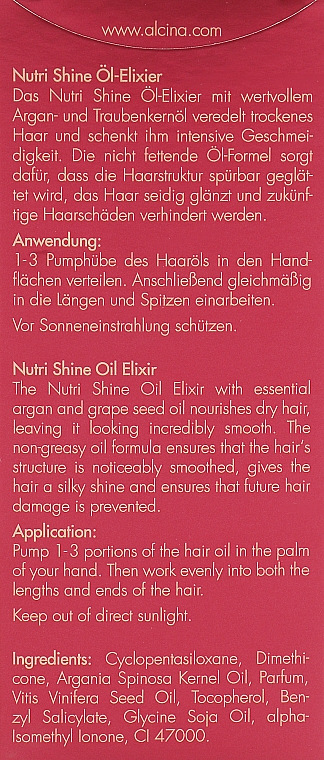 Питательное масло-эликсир для волос - Alcina Nutri Shine Oil Elixir — фото N3