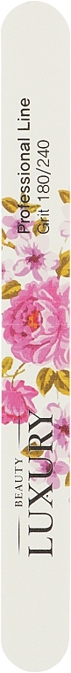 Пилка мінеральна для нігтів, кольорова, 180/240, рожеві квіти - Beauty LUXURY — фото N1