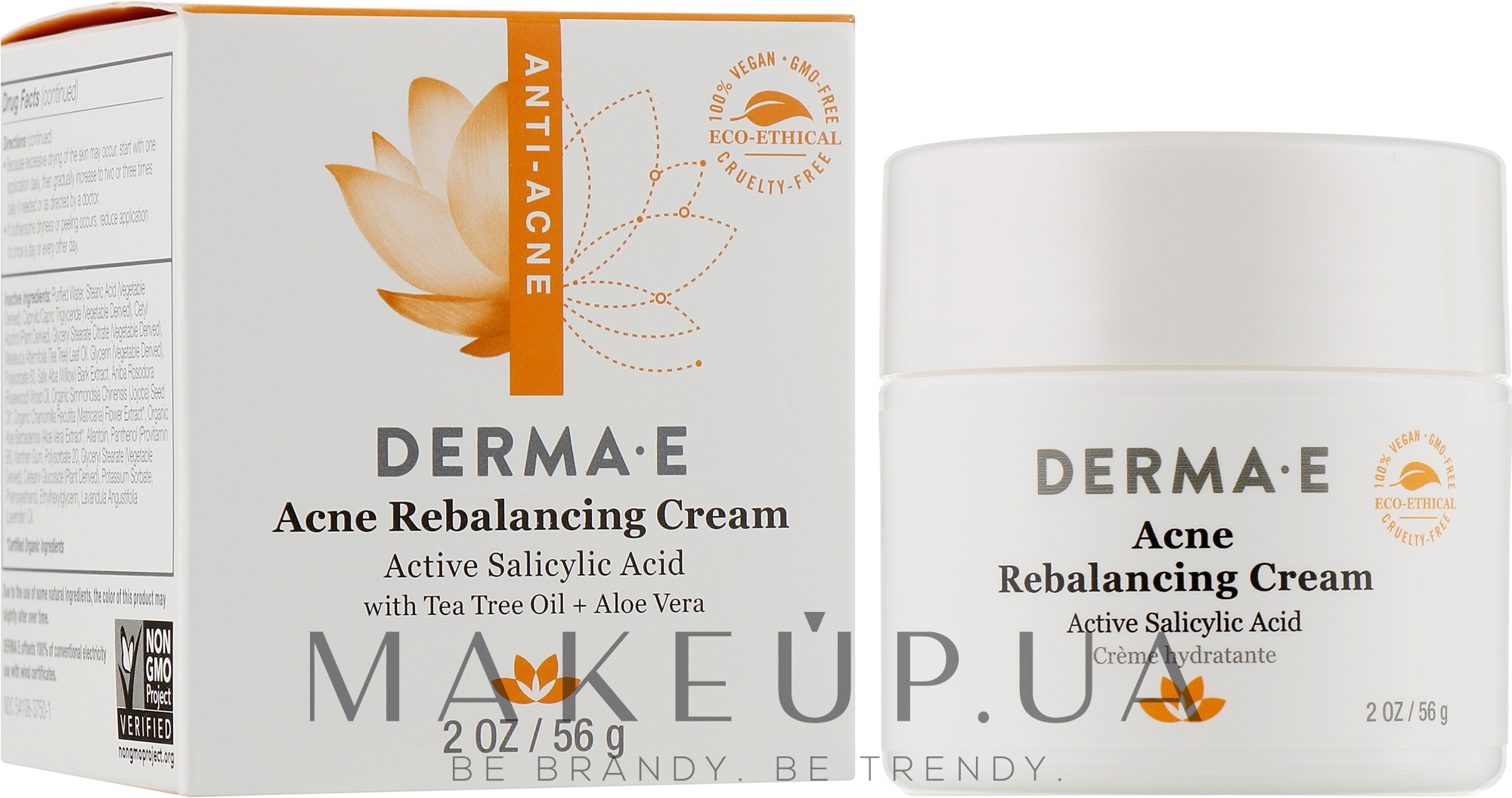 Матуючий крем від акне для контролю жирності шкіри - Derma E Anti-Acne Rebalancing Cream Active Salicylic Acid — фото 56g