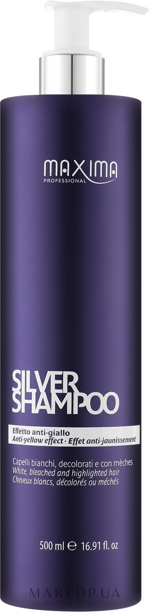Шампунь от нежелательного желтого оттенка волос - Maxima Silver Shampoo — фото 500ml