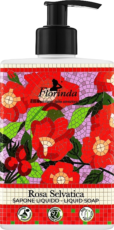 Мило рідке "Дика троянда" - Florinda Mosaici Italiani Liquid Soap