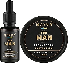 Подарунковий набір для чоловіків для догляду за бородою та волоссям - Mayur (beard/oil/30ml + beard/wax/50ml) — фото N2