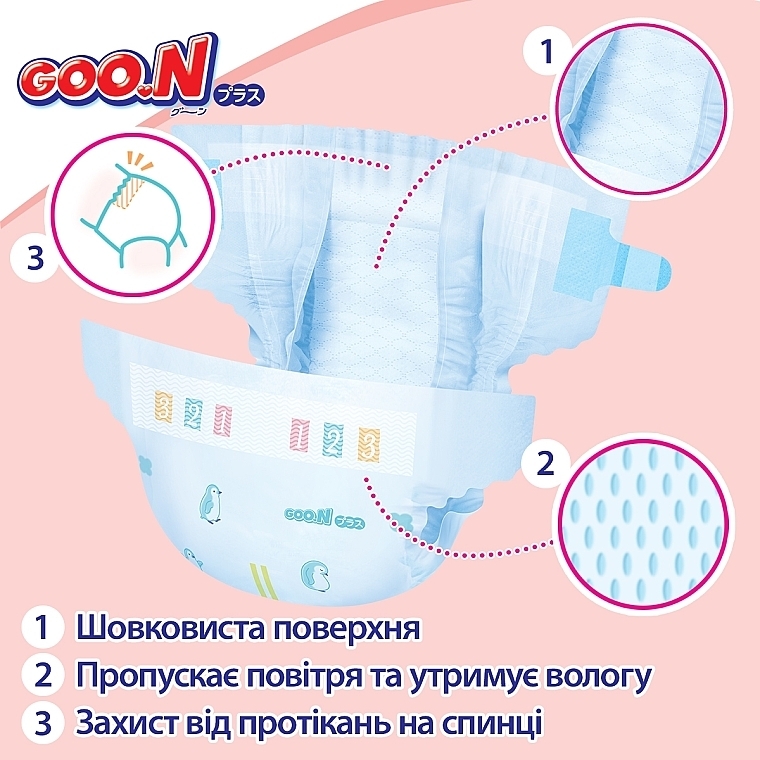 Підгузки GOO.N Plus для дітей 9-14 кг (розмір L, на липучках, унісекс, 48 шт) - Goo.N Plus  — фото N10