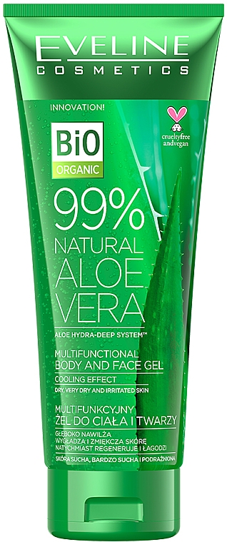 Багатофункціональний гель для обличчя й тіла з алое - Eveline Cosmetics 99% Aloe Vera Gel For Washing Face And Body — фото N3