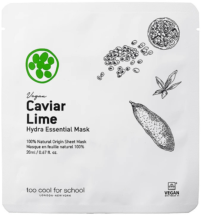Зволожувальна маска з ікрою лайма - Too Cool For School Caviar Lime Hydra Essential Mask — фото N1