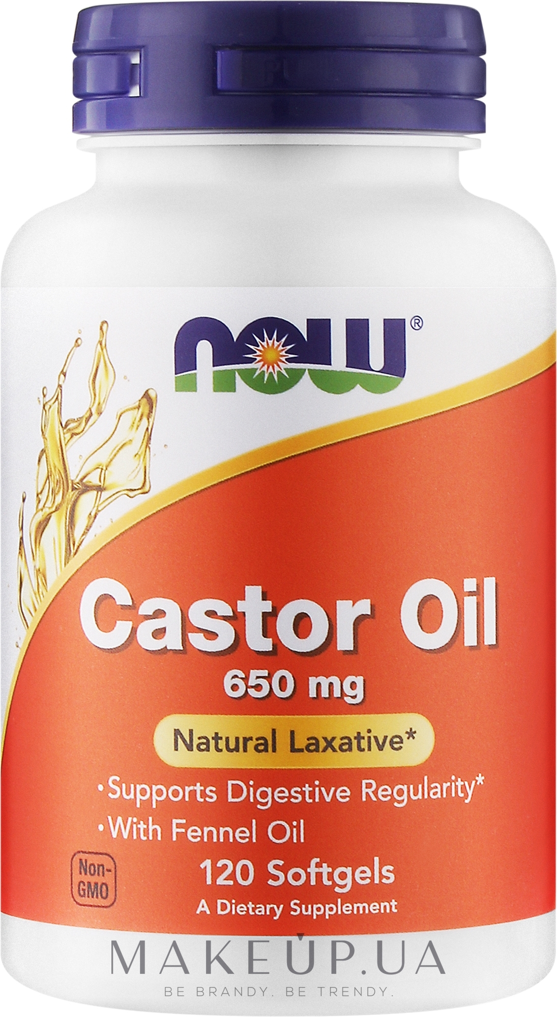 Рицинова олія, 650 мг, 120 м'яких желатинових капсул - Now Foods Castor Oil — фото 120шт