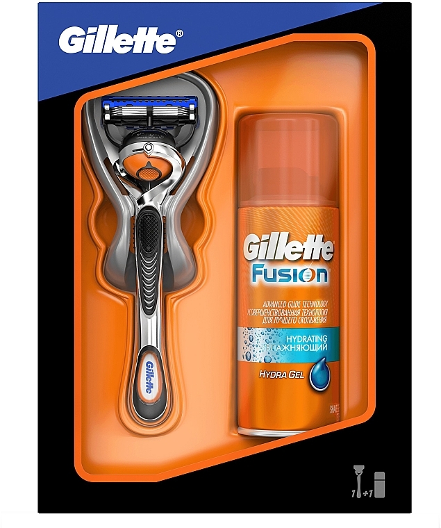 Набор - Gillette Fusion ProGlide Hydrating (бритва/1шт + сменная кассета/1шт + gel/75ml)