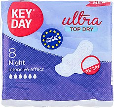 Парфумерія, косметика Гігієнічні прокладки, 8 шт - Key Day Ultra Top Dry Night