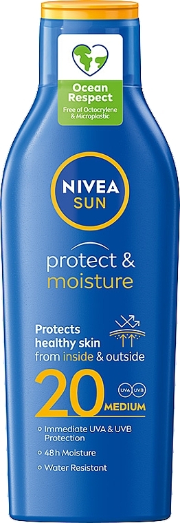 Сонцезахисний зволожувальний лосьйон для тіла - NIVEA Sun Protect & Moisture Sun Lotion SPF20 48H Moisture — фото N3