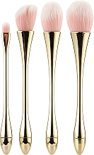 Парфумерія, косметика Набір професійних пензлів для макіяжу, 4 шт., рожеві з золотим - Tools For Beauty
