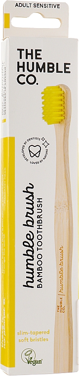 Бамбуковая зубная щетка для чувствительных десен, желтая - The Humble Co Adult Sensitive — фото N1
