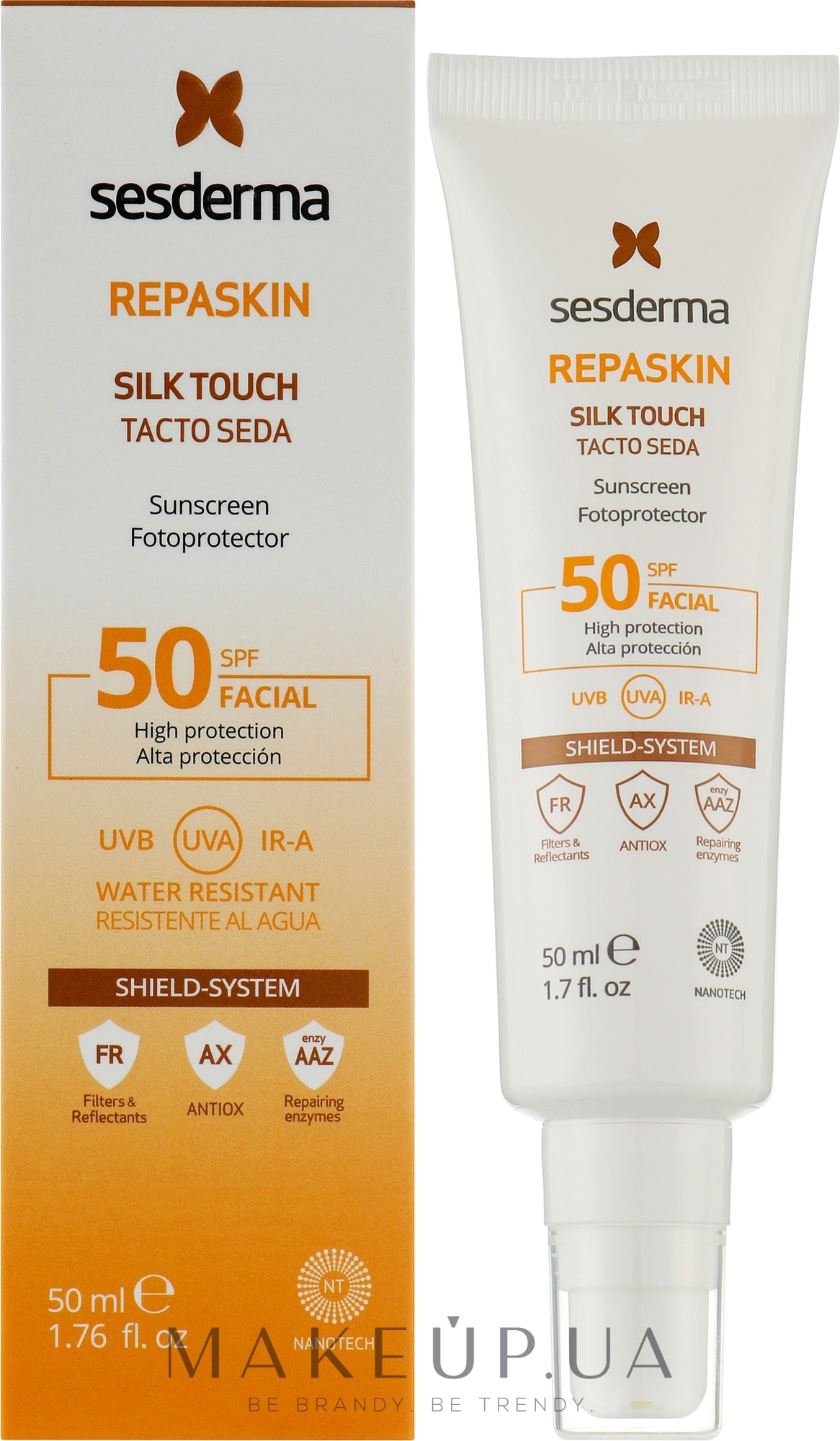 Сонцезахисний крем для обличчя - SesDerma Laboratories Repaskin Silk Touch Facial SPF 50 — фото 50ml
