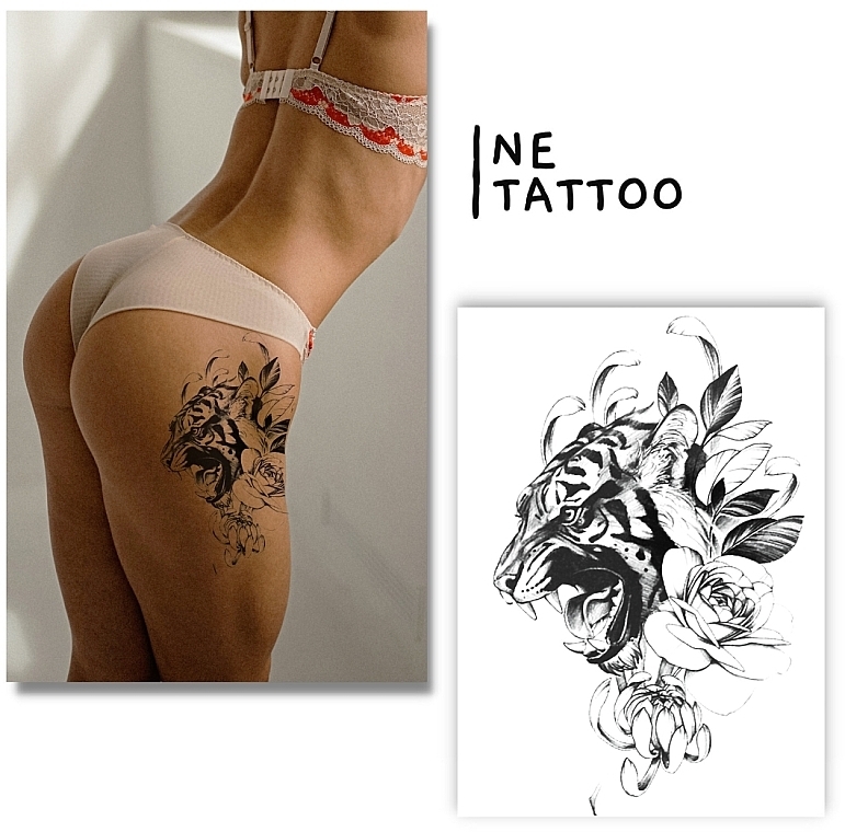 Временное тату "Цветочный тигр" - Ne Tattoo