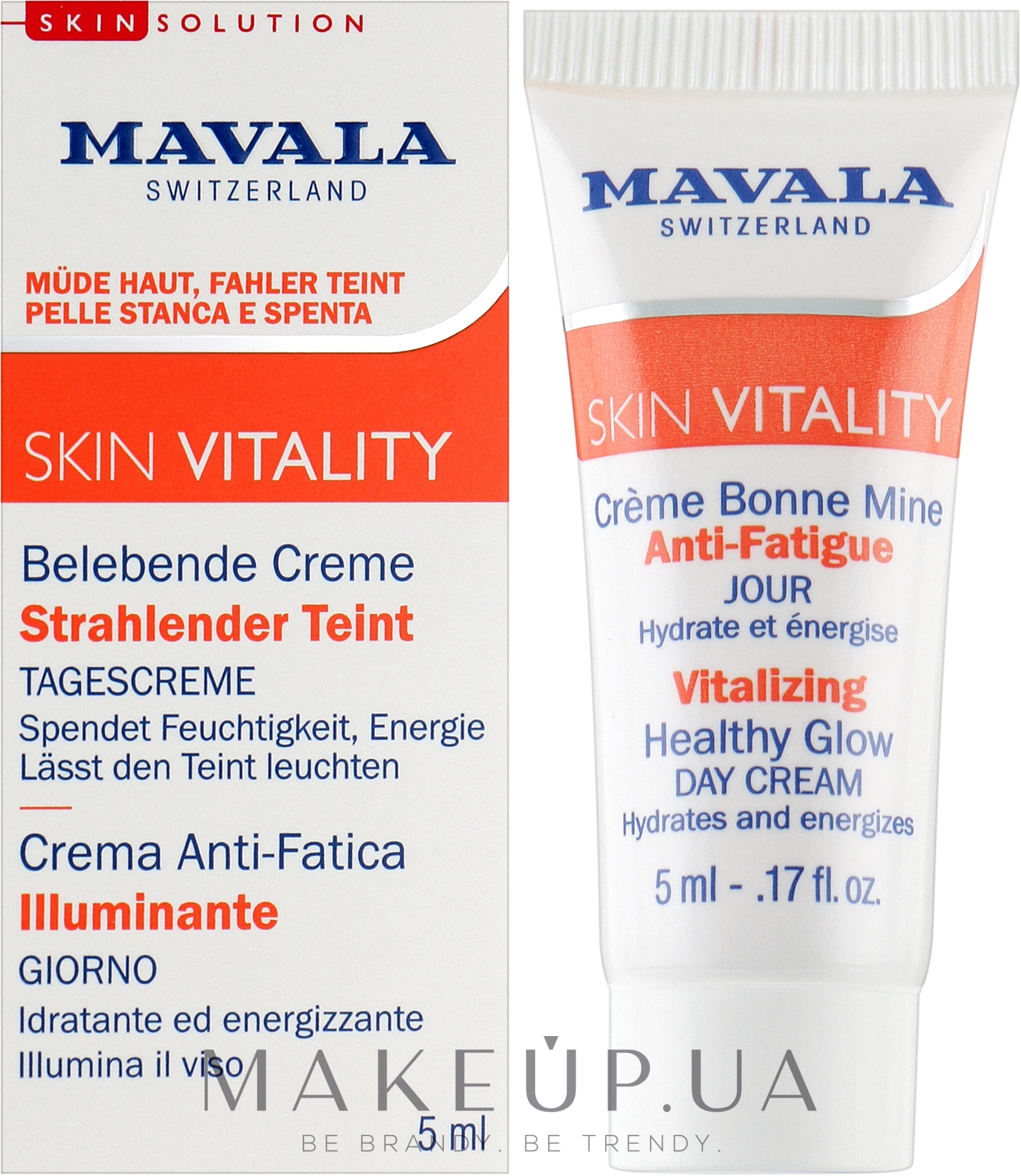 Стимулювальний денний крем для сяяння шкіри - Mavala Vitality Vitalizing Healthy Glow Cream (пробник) — фото 5ml
