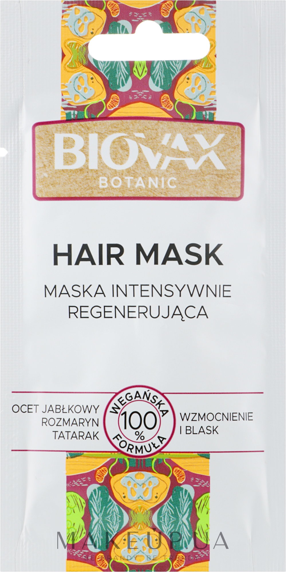 Маска регенерувальна для волосся "Яблучний оцет" - L'biotica Biovax Botanic Hair Mask (пробник) — фото 20ml
