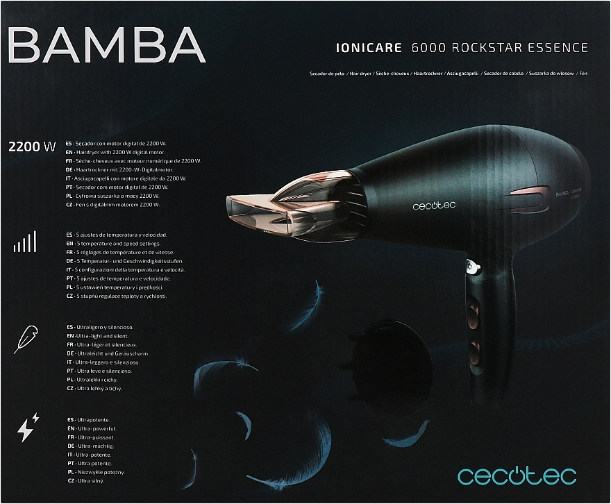 Hairdryer Cecotec Bamba Ionicare 6000 Rockstar Essence 2200 W NEW