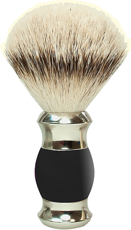 Помазок для гоління з ворсом борсука, полімерна ручка, чорний зі сріблом - Golddachs Silver Tip Badger Polymer Handle Black Silver — фото N1