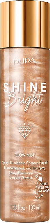 Освітлювальний спрей для тіла та волосся - Pupa Shine Bright Glow Mist — фото N1