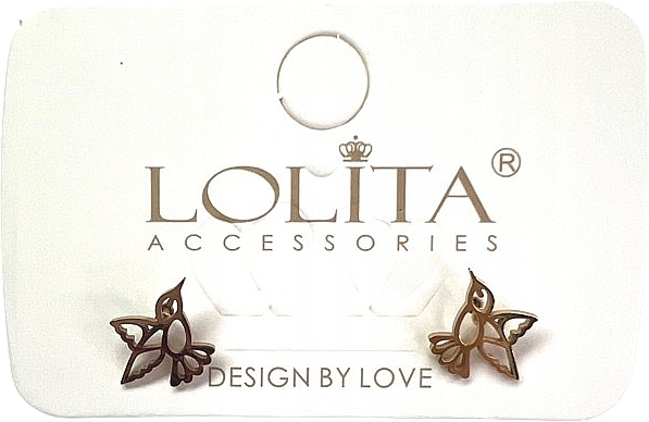Сережки жіночі, колібрі, золотисті - Lolita Accessories — фото N2