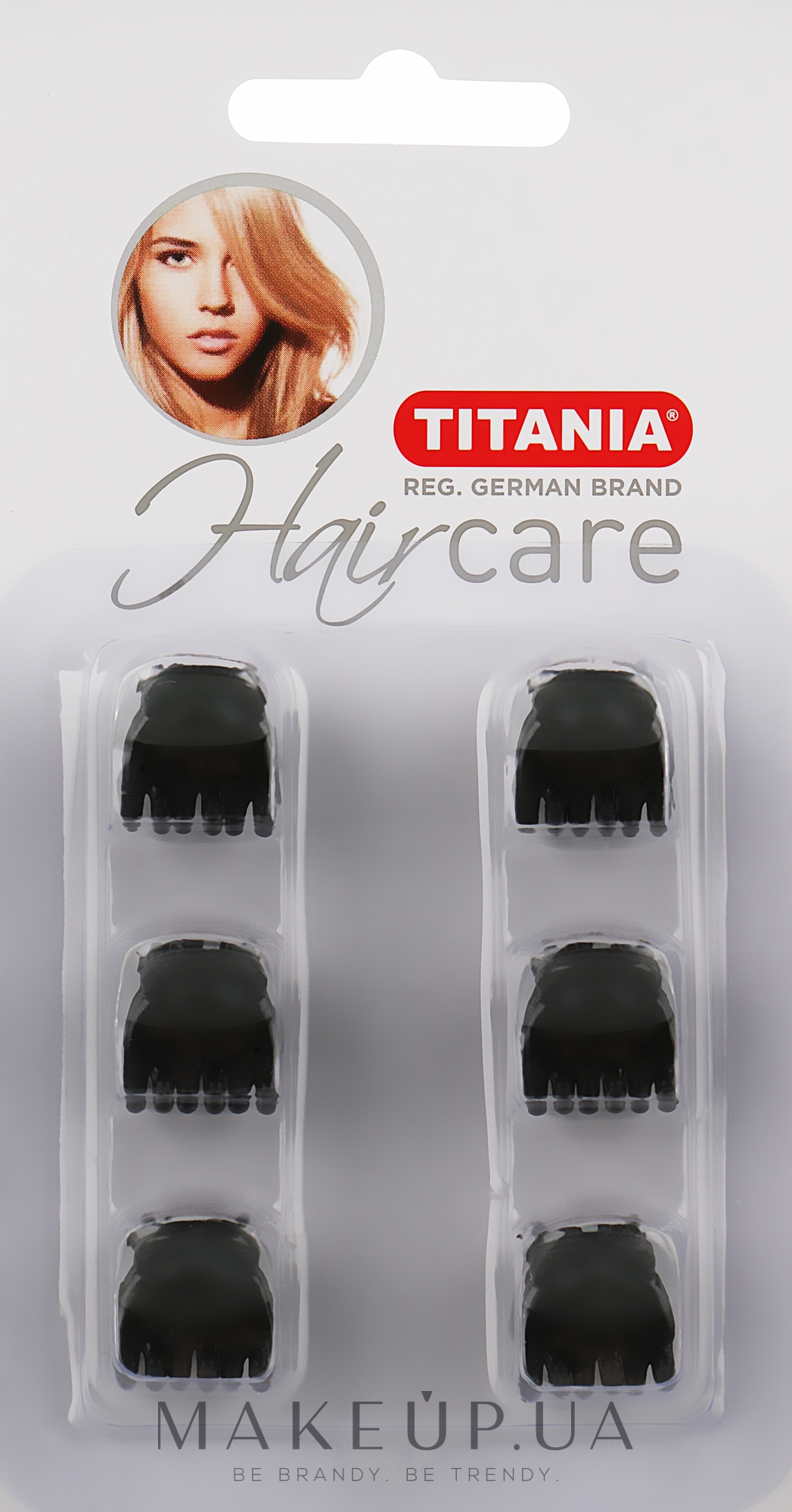 Зажим для волосся, 1,5 см, 6шт., чорні - Titania — фото 6шт