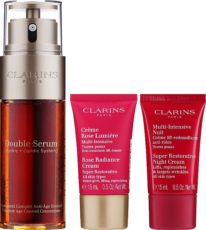 Набір - Clarins Double Serum & Multi-Active Set (f/ser/50ml + f/cr/2x15ml + pouch/1pc) — фото N3