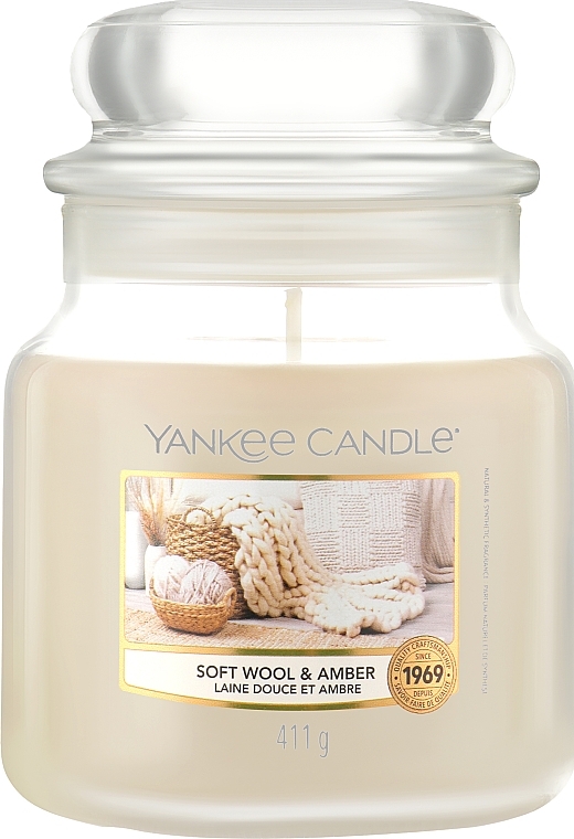 Ароматическая свеча в банке - Yankee Candle Soft Wool & Amber — фото N1