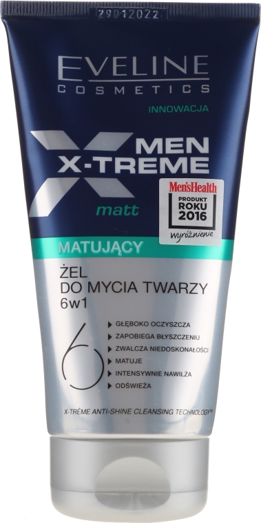 Матирующий гель для умывания - Eveline Cosmetics Men X-Treme Mattifying Face Cleansing Gel 6in1