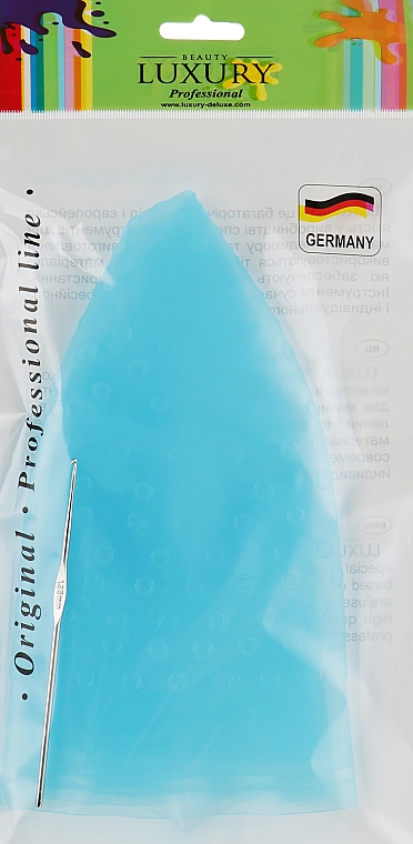 Шапочка для мелирования силиконовая с крючком, TC-02, голубая - Beauty LUXURY