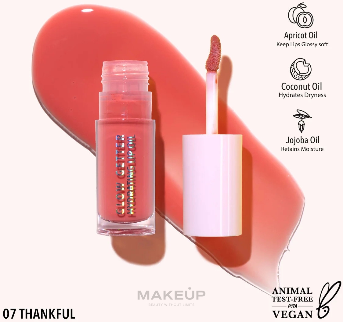 Зволожувальна олія для губ  - Moira Glow Getter Hydrating Lip Oil — фото 007 - Thankful