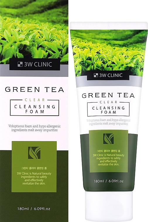 Пенка для умывания с зеленым чаем - 3W Clinic Green Tea Clear Cleansing Foam — фото N2