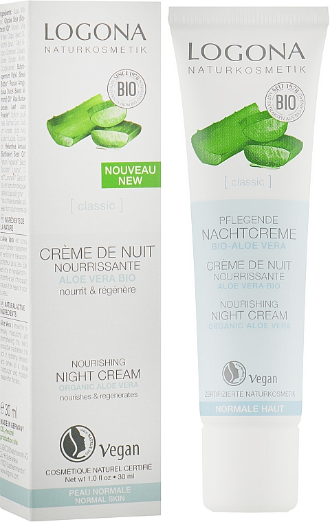 Крем для лица ночной для чувствительной кожи - Logona Facial Care Night Cream Organic Aloe — фото N2