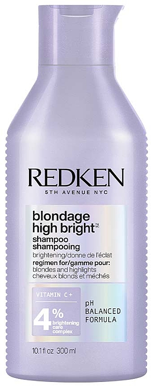 Шампунь для яркости цвета окрашенных и натуральных волос оттенка блонд - Redken Blondage High Bright Shampoo