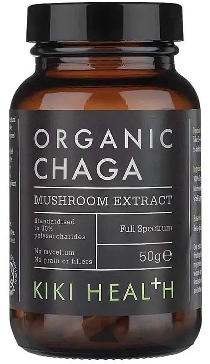 Экстракт гриба чаги, порошок - Kiki Health Organic Chaga Mushroom Extract Powder — фото N1