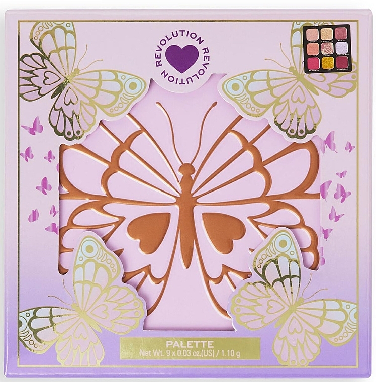 Палетка теней для век - I Heart Revolution Butterfly Eyeshadow Palette Wonderland  — фото N1