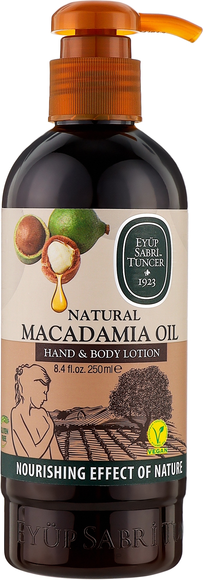 Зволожувальний лосьйон для рук і тіла з олією макадамії і олією ши- Eyup Sabri Tuncer Macadamia Oil — фото 250ml