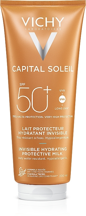 Сонцезахисне освіжаюче зволожуюче молочко для обличчя та тіла, SPF 50+ - Vichy Capital Soleil Fresh Protective Milk SPF50+