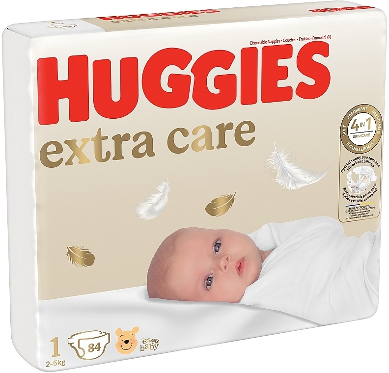 Підгузки Huggies Extra Care 1 (2-5 кг), 84 шт - Huggies — фото N2