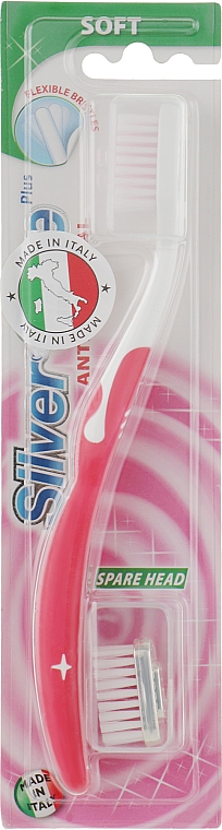 Зубна щітка "Silver Care Plus" м'яка, червона - PresiDENT — фото N1
