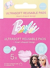 Духи, Парфюмерия, косметика Косметические диски для снятия макияжа, многократного использования, 5 шт, розовые - Glov Barbie Collection Ultrasoft Reusable Heart Pads