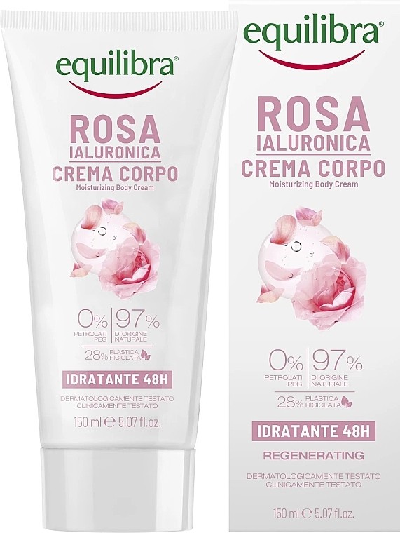 Крем для тіла "Троянда" з гіалуроновою кислотою - Equilibra Hyaluronic Rose Moisturizing Body Cream — фото N1