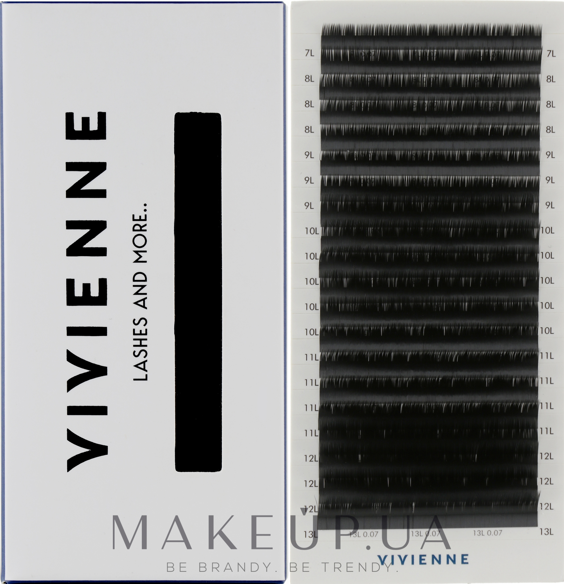 Накладні вії "Elite", чорні, 20 ліній (mix, 0.07, L, (7-13)) - Vivienne — фото 1уп