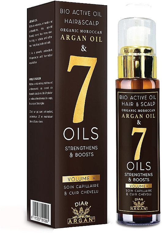 Масло для волос и кожи головы - Diar Argan Argan Oil & 7 Oils Bio Active Hair & Scalp Oil — фото N1