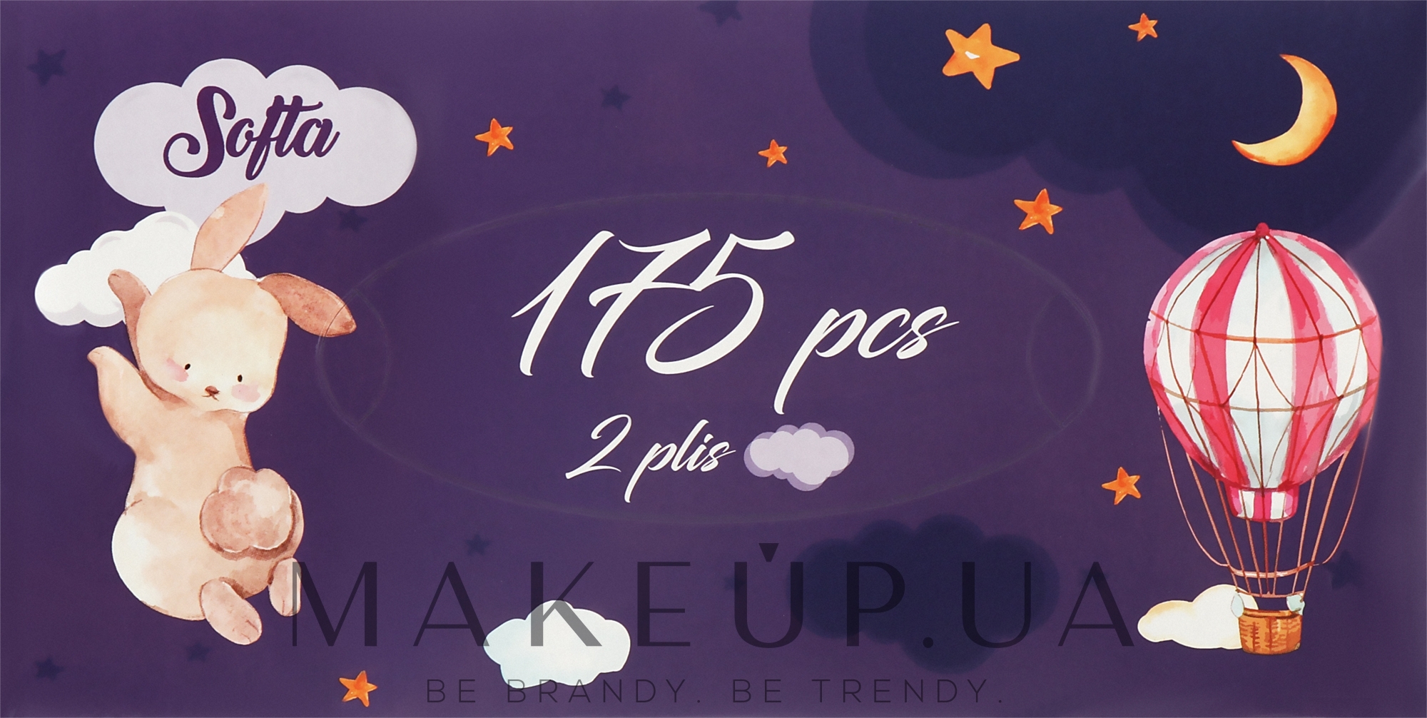Салфетки косметические двухслойные, 175 шт - Chisto Softa Purple Bunny — фото 175шт