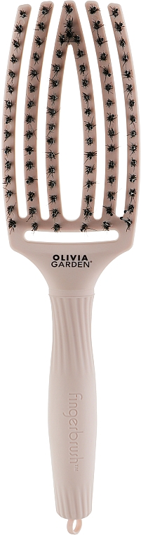 Щетка для волос изогнутая продувная, пастельно-розовая - Olivia Garden Fingerbrush Bloom Edelweiss — фото N1