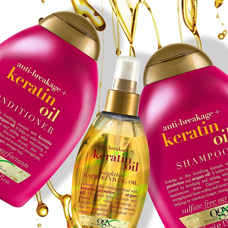 Шампунь против ломкости волос с кератиновым маслом - OGX Anti-Breakage Keratin Oil Shampoo — фото N2