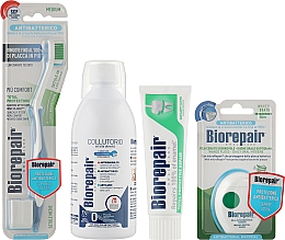 Парфумерія, косметика Набір "Довершений догляд", синій - Biorepair (t/paste/75ml + mouthwash/500ml + dental/floss + t/brush)